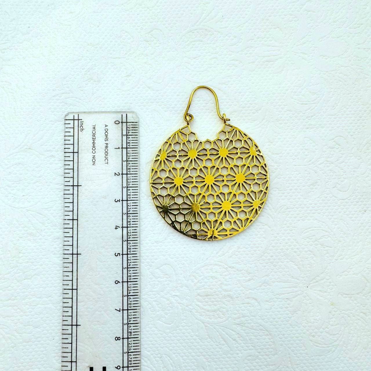 5/20 Pairs Geometric Mandala Disc Brass Earrings - Image 3
