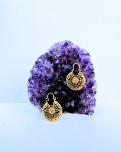 5/20 Pairs Filigree Crescent Hoop Brass Earrings