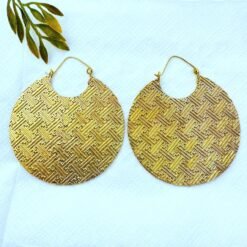 Alternative view of 5/20 Pairs Textured Disc Hoop Brass Earrings