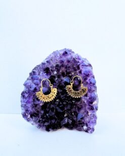 5/20 Pairs Tribal Crescent Hoop Brass Earrings