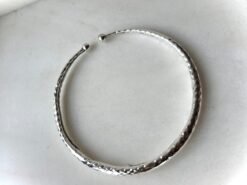 Alternative view of Moonlight Facet Hammered Silver Tone Brass Choker Set