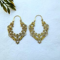 Alternative view of 5/20 Pairs Scroll Filigree Hoop Brass Earrings