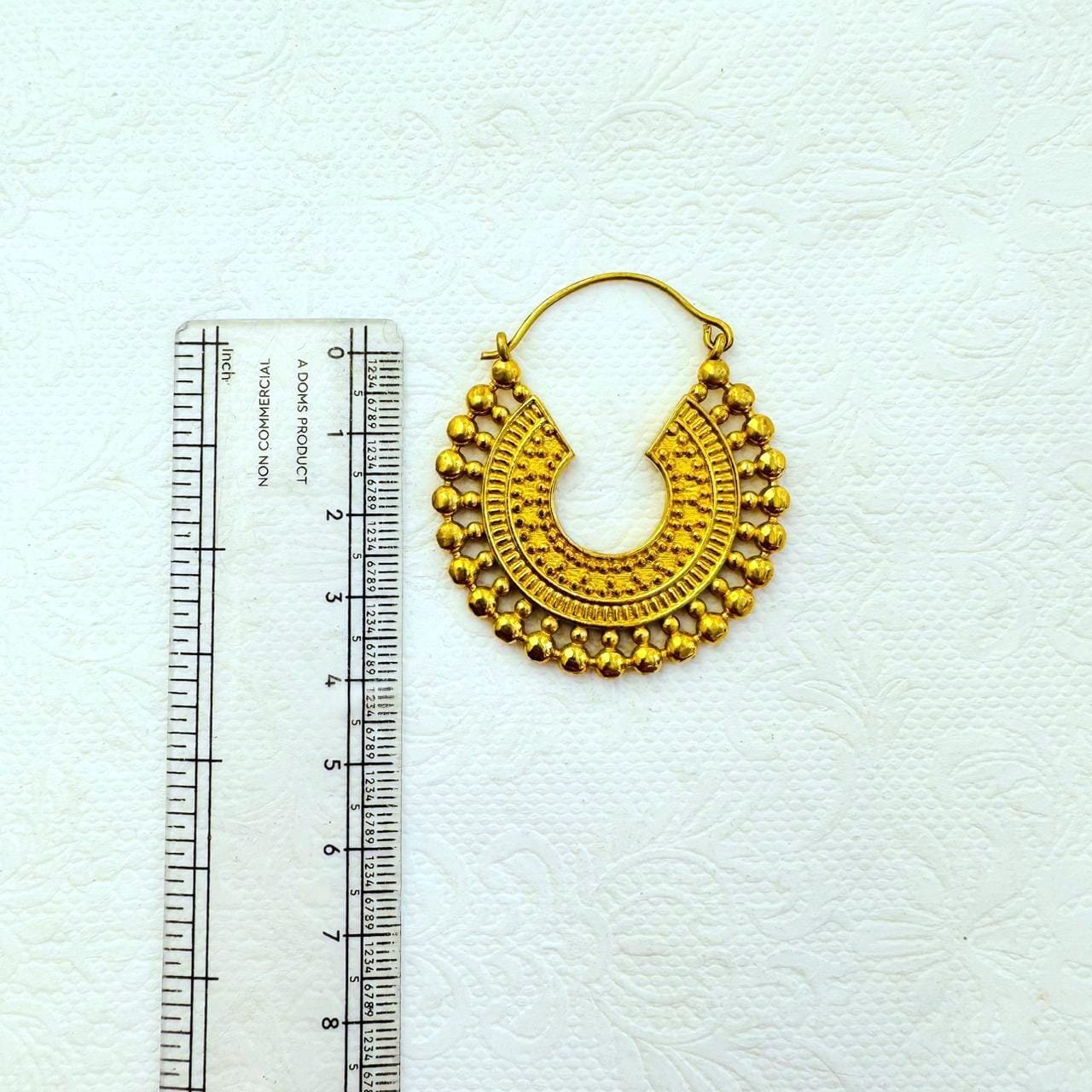 5/20 Pairs Textured Fringe Hoop Brass Earrings - Image 3