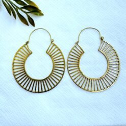 Alternative view of 5/20 Pairs Radiating Line Hoop Brass Earrings