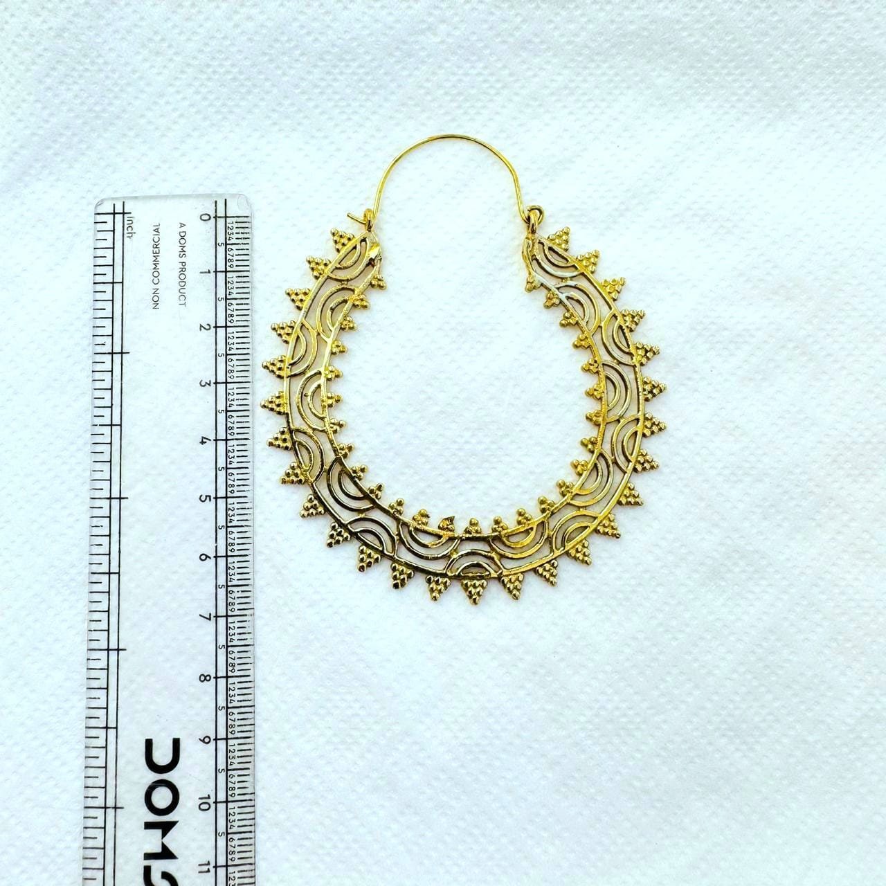 5/20 Pairs Flowing Tribal Filigree Hoop Brass Earrings - Image 3