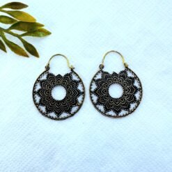 Alternative view of 5/20 Pairs Circular Mandala Hoop Brass Earrings