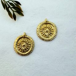 Alternative view of Sunburst Round Brass Pendant