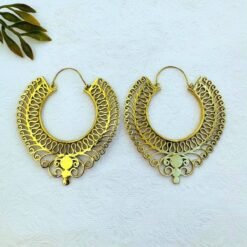 Alternative view of 5/20 Pairs Decorative Filigree Hoop Brass Earrings