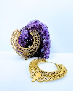 5/20 Pairs Decorative Filigree Hoop Brass Earrings