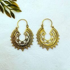 Alternative view of 5/20 Pairs Detailed Beaded Mandala Brass Earrings