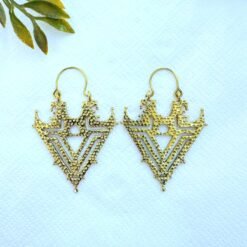 Alternative view of 5/20 Pairs Geometric Tribal Hoop Brass Earrings