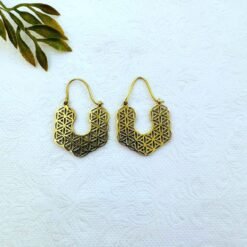 Alternative view of 5/20 Pairs Lattice U Shape Hoop Brass Earrings