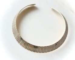 Alternative view of Wide Woven Engraved Brass Choker Set