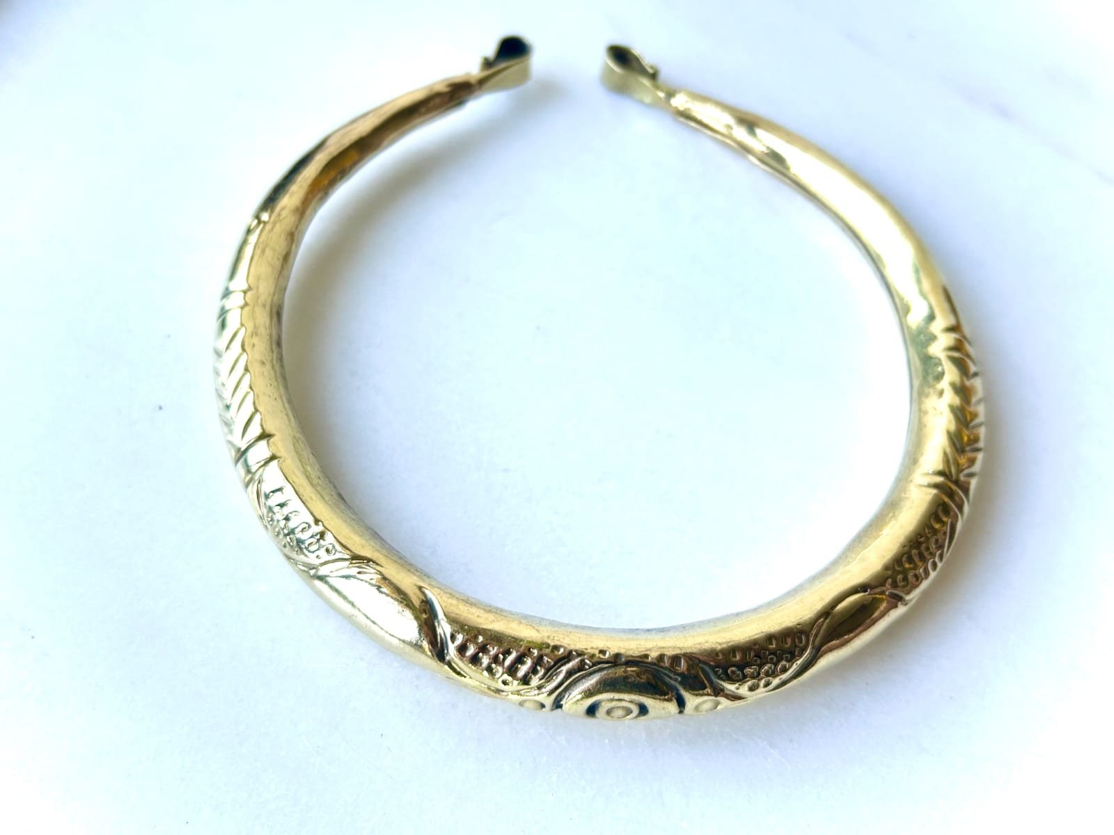Sculptural Engraved Brass Choker Set - Image 2