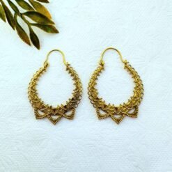 Alternative view of 5/20 Pairs Curls Tribal Hoop Brass Earrings