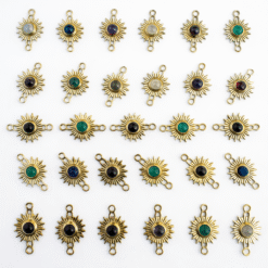 Sunburst Stone Brass Gemstone Connectors