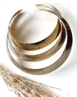 Wide Woven Engraved Brass Choker Set