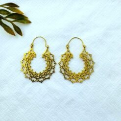 Alternative view of 5/20 Pairs Beautifully Cutwork Hoop Brass Earrings