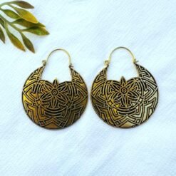Alternative view of 5/20 Pairs Mandala Disc Brass Earrings