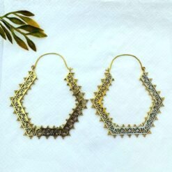 Alternative view of 5/20 Pairs Hexagon Tribal Filigree Hoop Brass Earrings