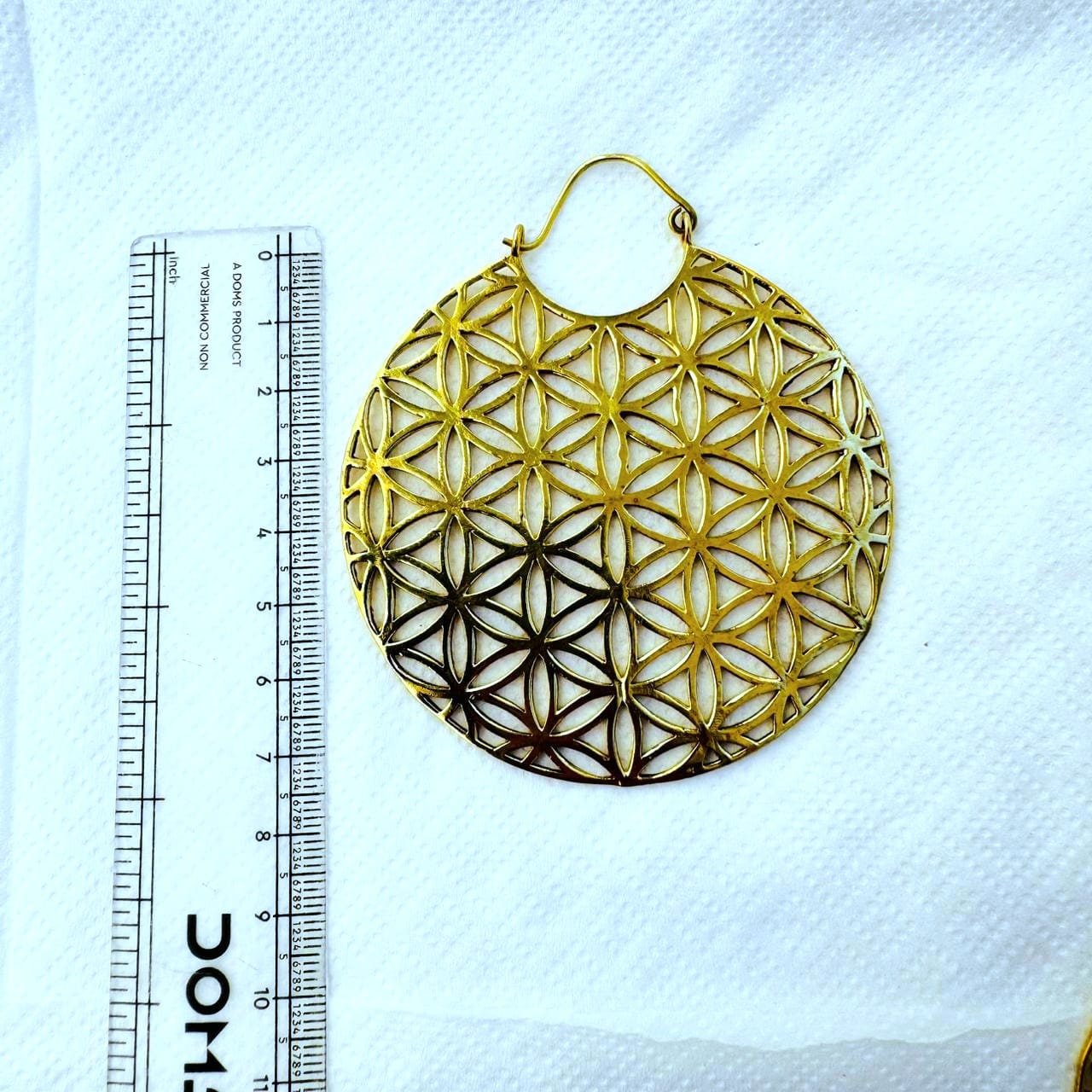 5/20 Pairs Flower of Life Hoop Brass Earrings - Image 3