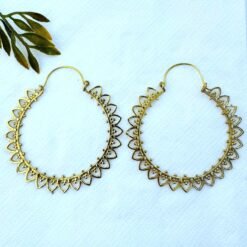 Alternative view of 5/20 Pairs Petal Filigree Hoop Brass Earrings