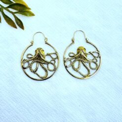 Alternative view of 5/20 Pairs Octopus Hoop Brass Earrings
