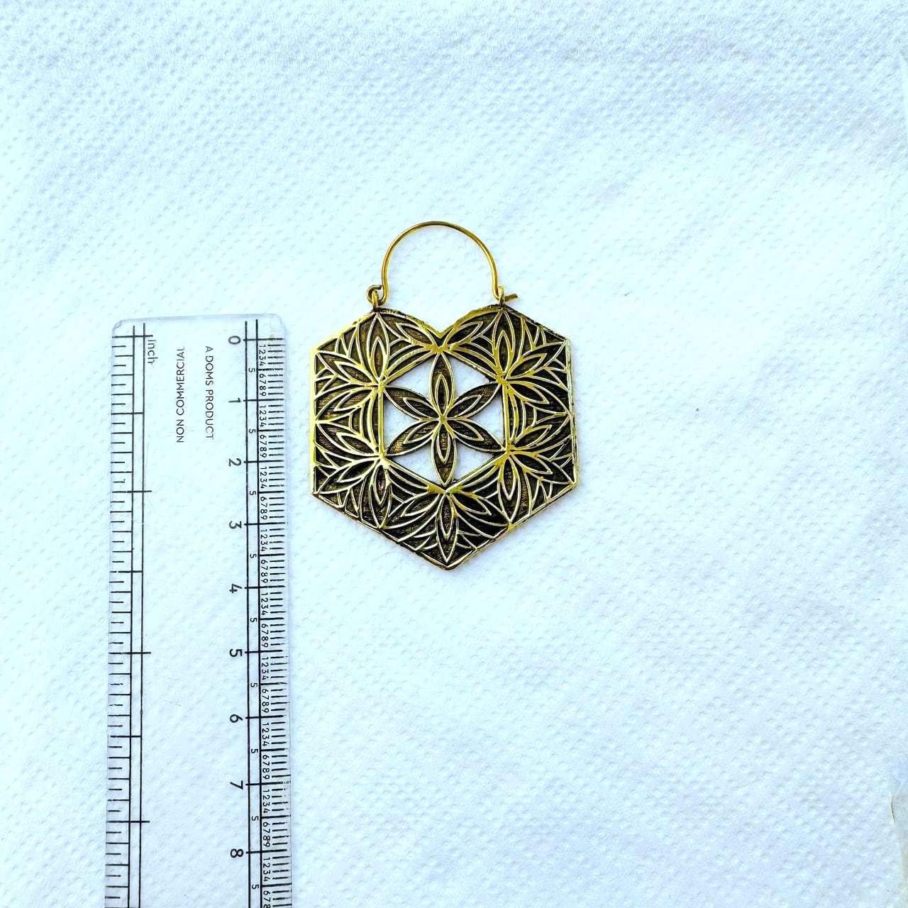 5/20 Pairs Hexagon Design Hoop Brass Earrings - Image 3
