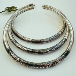 Alternative view of Sleek & Engraved Silver Toned Brass Choker Set