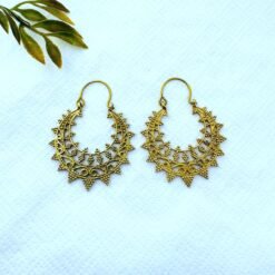 Alternative view of 5/20 Pairs Dangling Crescent Hoop Brass Earrings