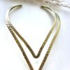 Hammered Layered V Shape Brass Choker Set