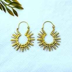 Alternative view of 5/20 Pairs Beaded Spikes Hoop Brass Earrings
