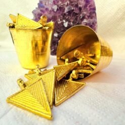 Alternative view of Engraved Triangle Brass Charm