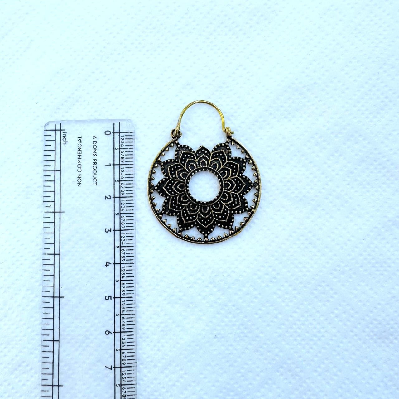 5/20 Pairs Circular Mandala Hoop Brass Earrings - Image 3