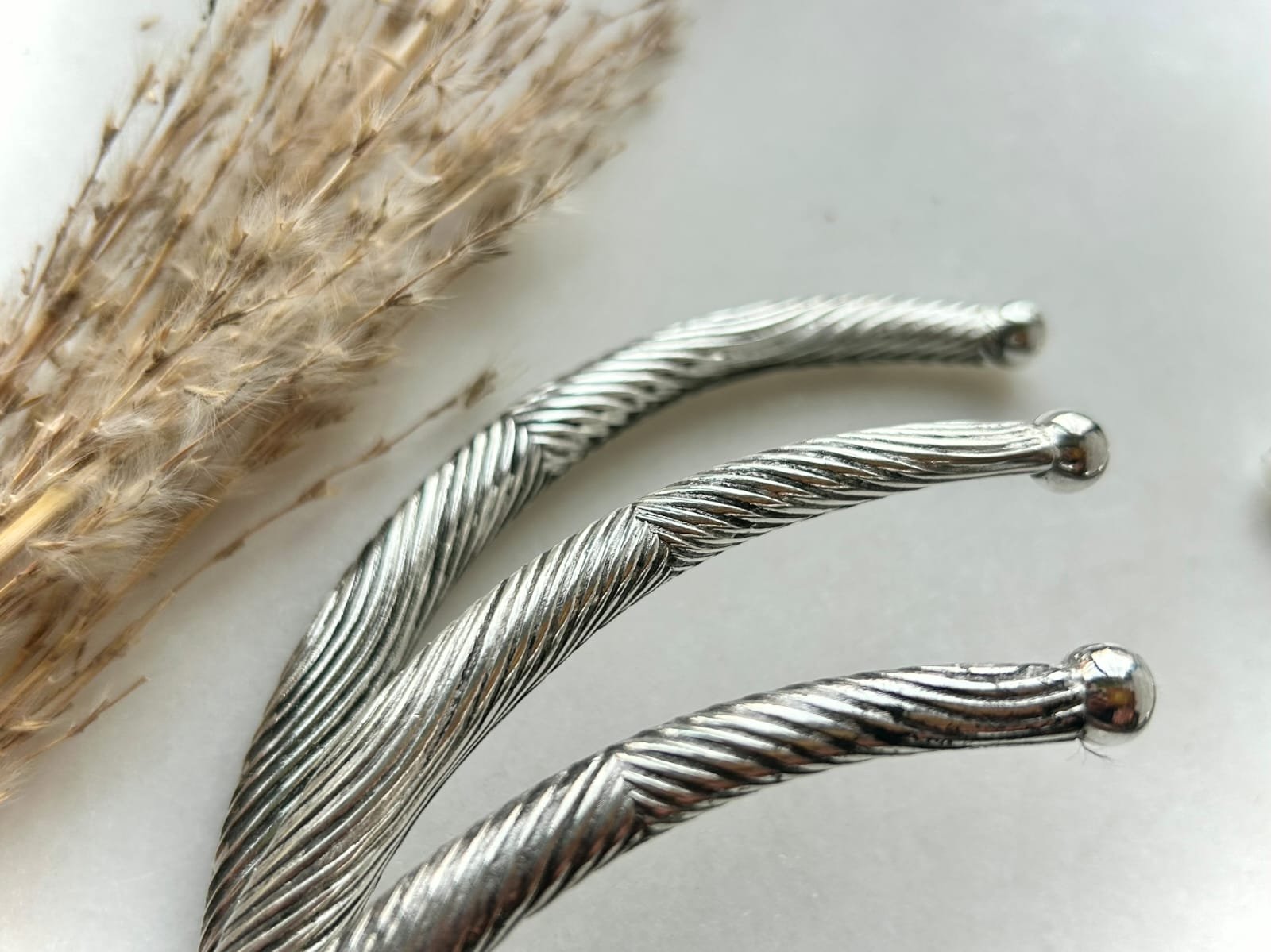 Twisted Cable Silver Tone Brass Choker Set - Image 3