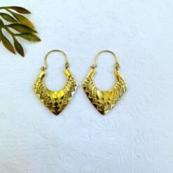 Alternative view of 5/20 Pairs Tribal Engraving Hoop Brass Earrings