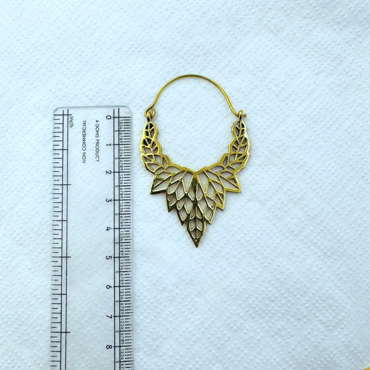 5/20 Pairs Layered Leaf Brass Earrings - Image 2