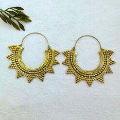 Alternative view of 5/20 Pairs Vintage Sunburst Hoop Brass Earrings