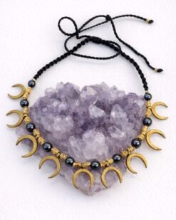 Alternative view of Crescent Charms Stone Macrame Necklace
