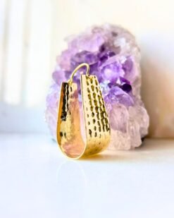 5/20 Pairs Wide Hammered Shield Brass Earrings