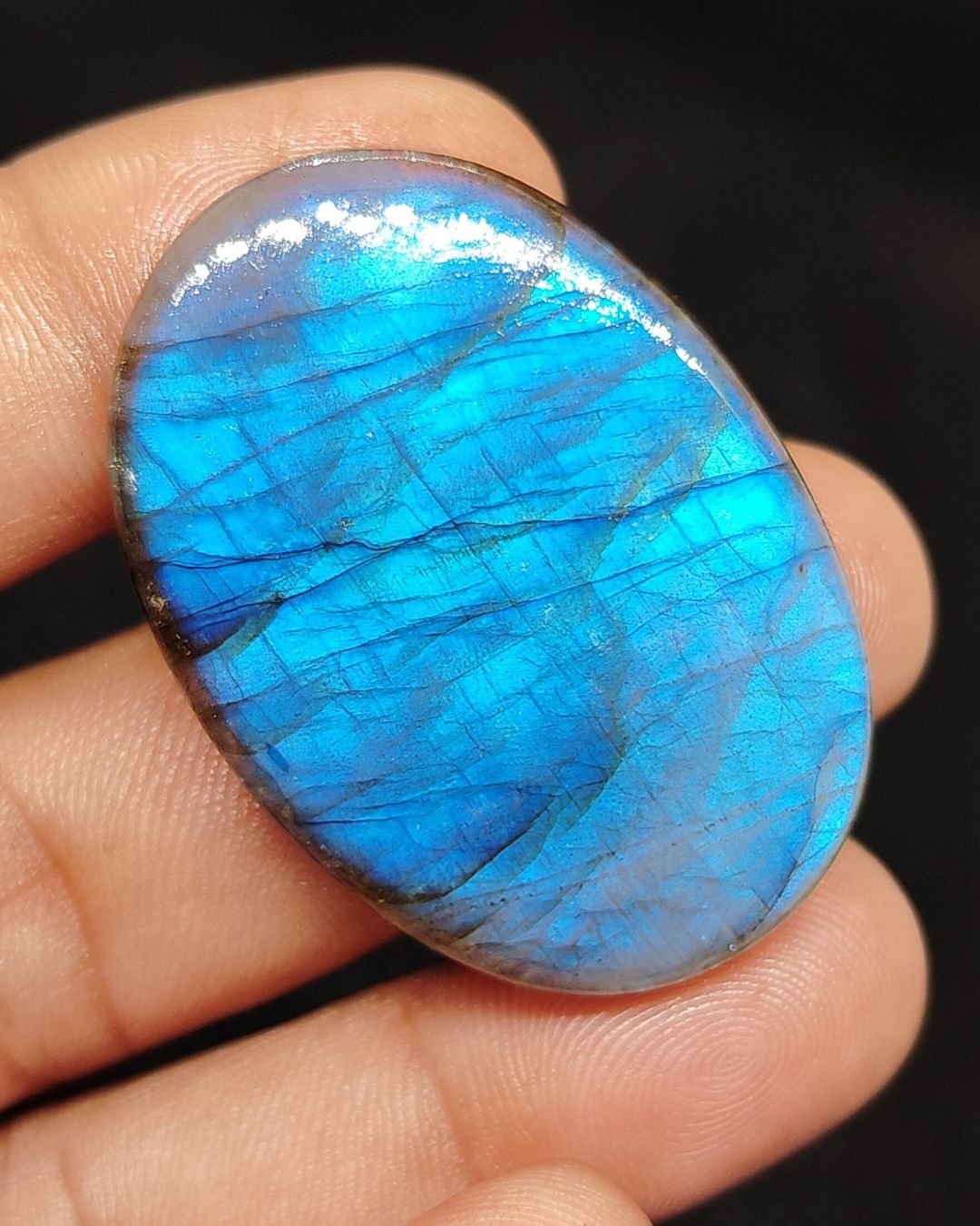 43mm Labradorite Cabochon - Oval Blue Full Flash - Image 2