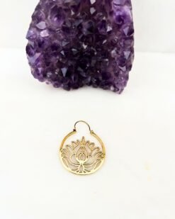 5/20 Pairs Lotus Mandala Hoop Brass Earrings