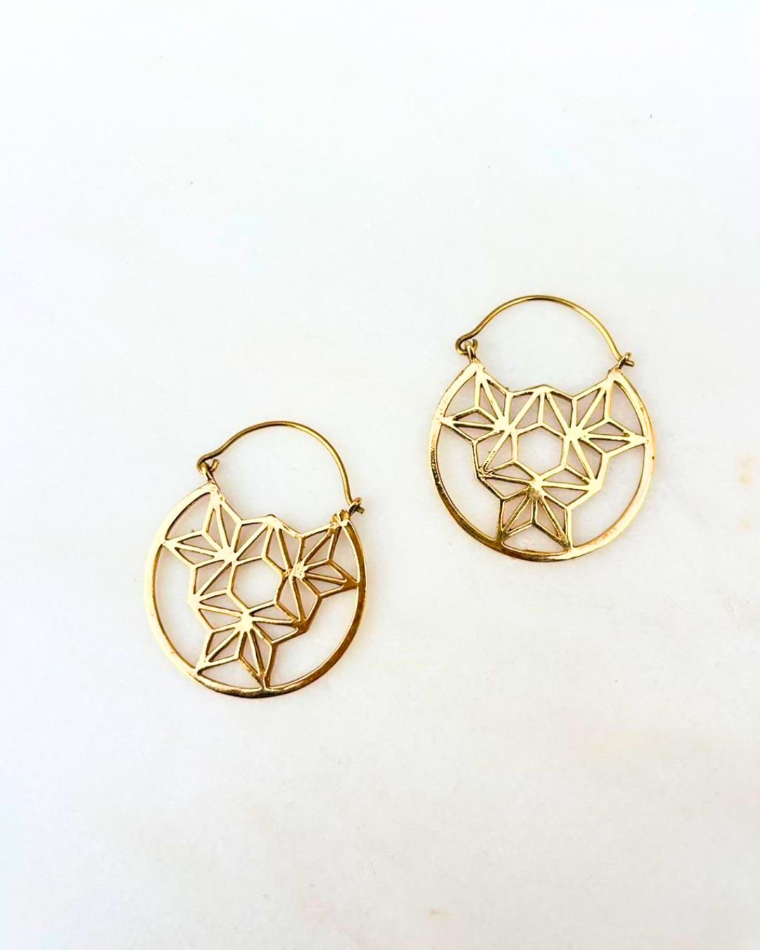 5/20 Pairs Geometry Wolf Moon Brass Earrings - Image 2