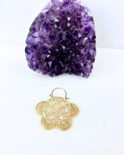 5/20 Pairs Solar Geometry Hoop Brass Earrings