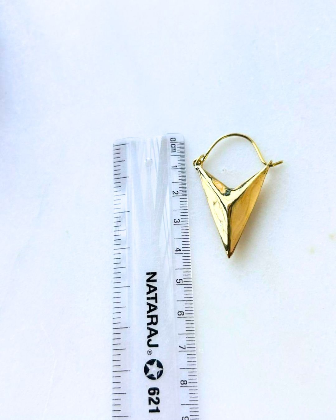 5/20 Pairs Golden Apex Hoop Brass Earrings - Image 3