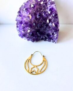 5/20 Pairs Golden Lotus Arc Hoop Brass Earrings