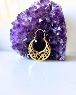 5/20 Pairs Tribal Crescent Filigree Brass Earrings