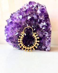 5/20 Pairs Sunburst Beaded Brass Earrings