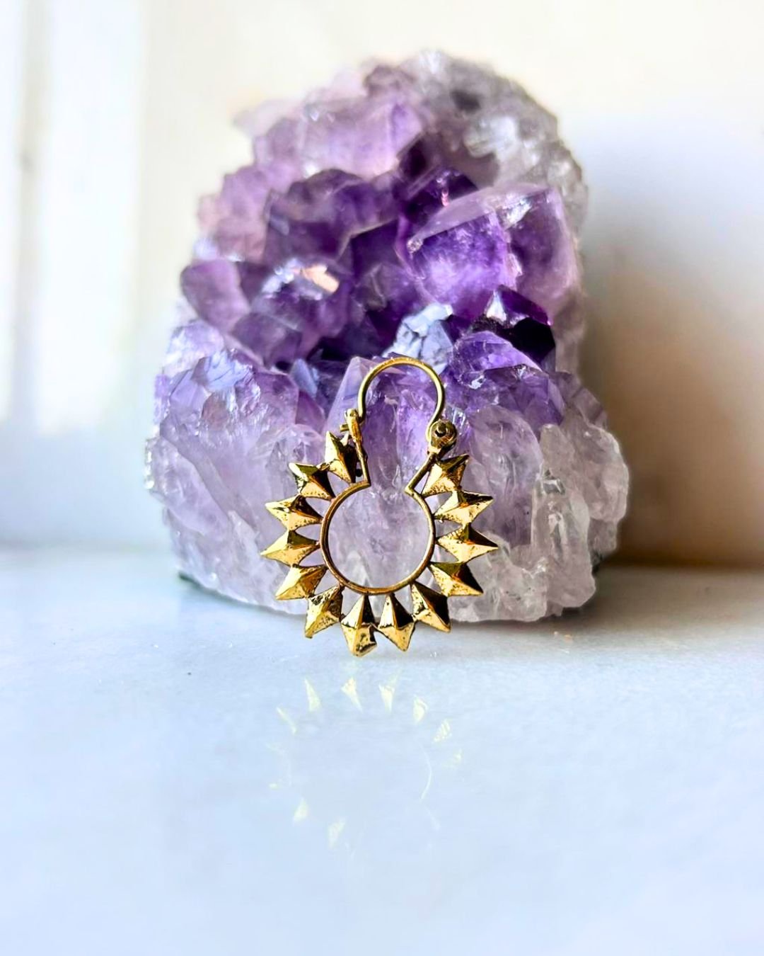 5/20 Pairs Mini Spiked Hoop Brass Earrings