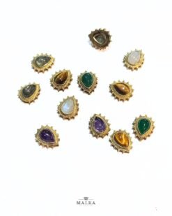 5pcs Drop Dots Grooved Stone Connectors 16MM